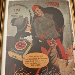 Vintage ‘40s Cigarettes Framed Advertisement